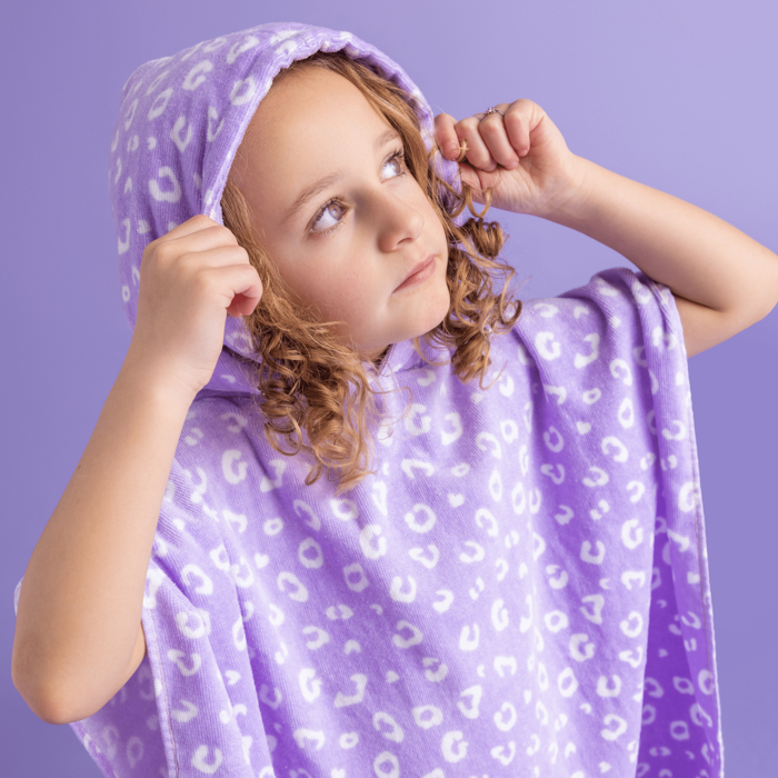 Baby Luna | Swim Essentials | Leopard | Lila Strandponcho 65 x 65 cm