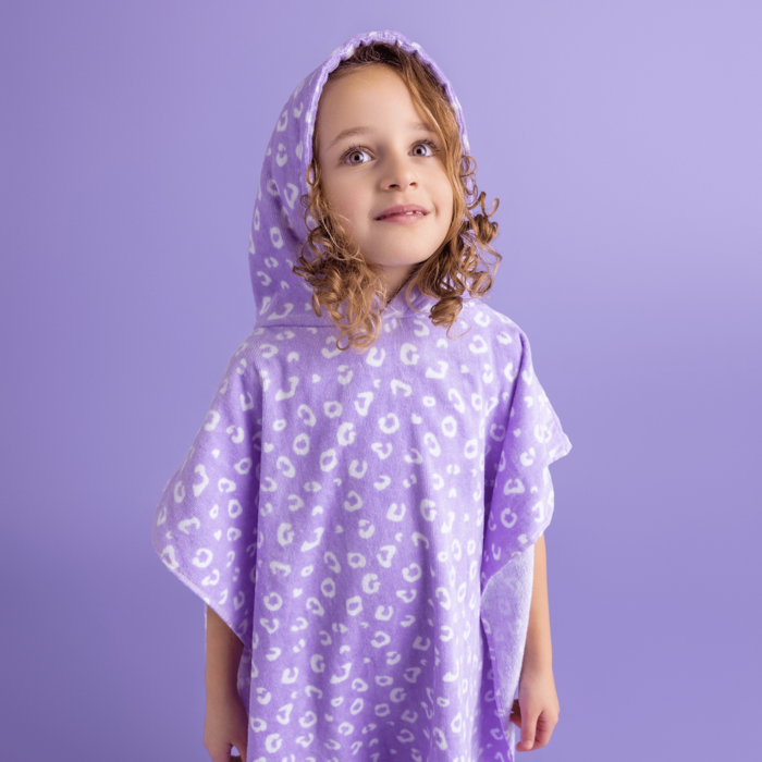 Baby Luna | Swim Essentials | Leopard | Lila Strandponcho 65 x 65 cm