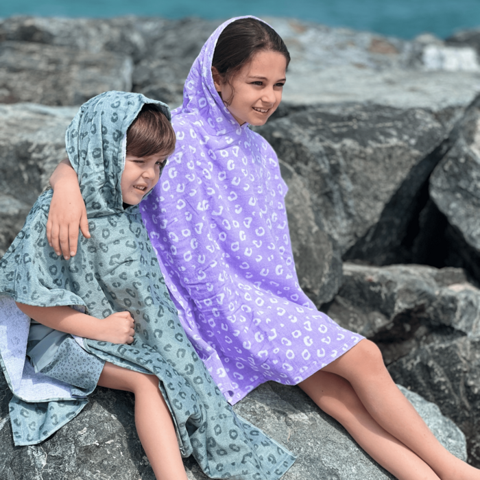 Baby Luna | Swim Essentials | Leopard | Lila Strandponcho 65 x 65 cm
